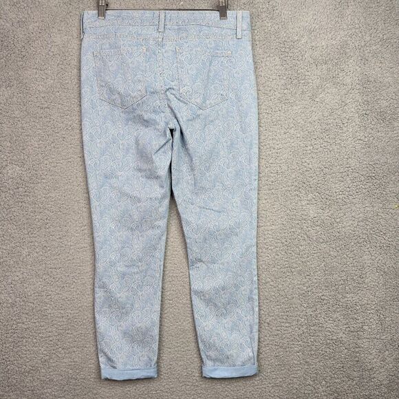 NYDJ‎ Rachel Roll Cuff Ankle Jeans Women’s 6 Blue Paisley Print Mid Rise - Picture 10 of 15